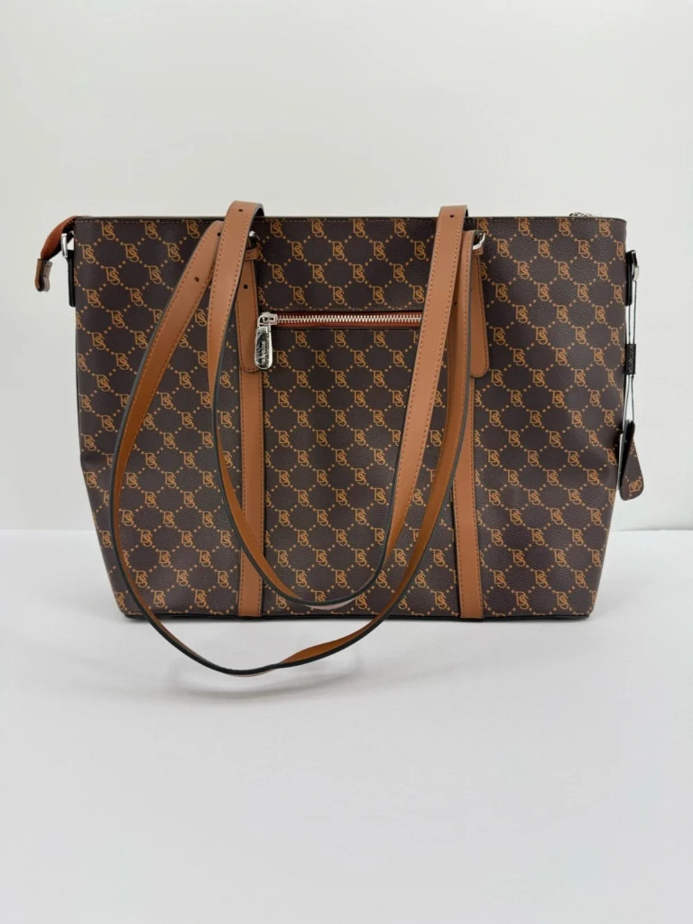 Bostanten Carol Women Briefcase Vintage Tote in Coffee and Brown Monogram NEW